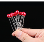 Ac metalic pentru par AC047 cu perla Rosie mare